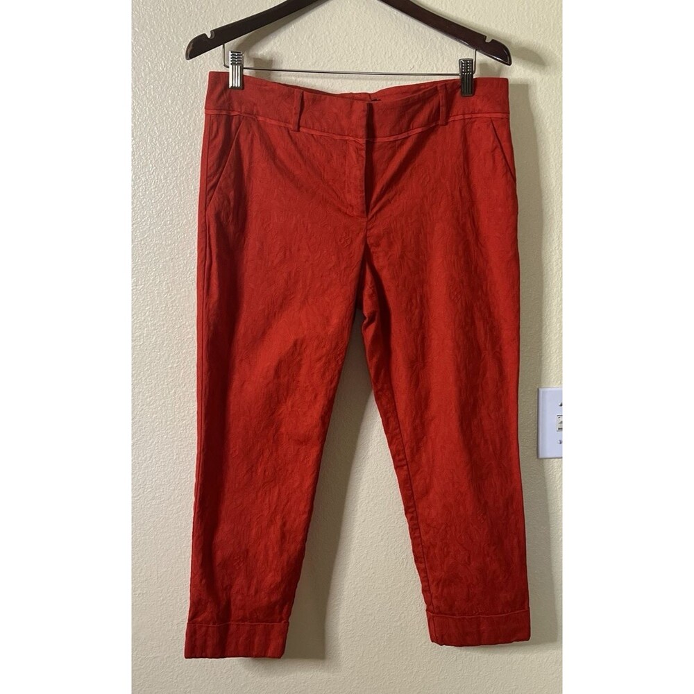 7th Avenue Design Studio Red Jacquard Capri Pants Women’s Size 8